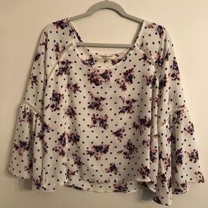 Brand New Bell Sleeve Top: polka dot, lace, floral